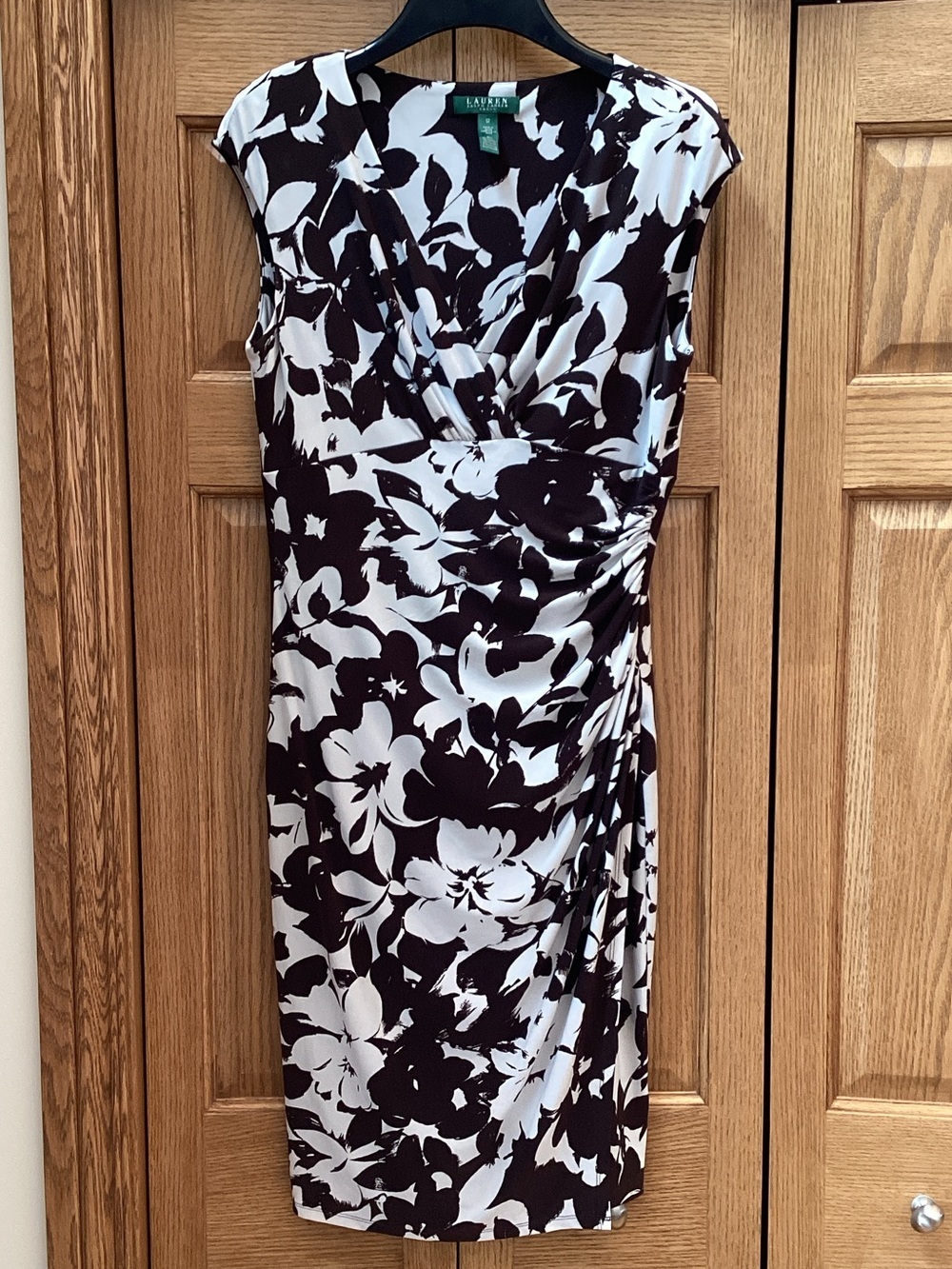 Lauren Ralph Lauren brown and white abstract floral dress. Women’s size 12
